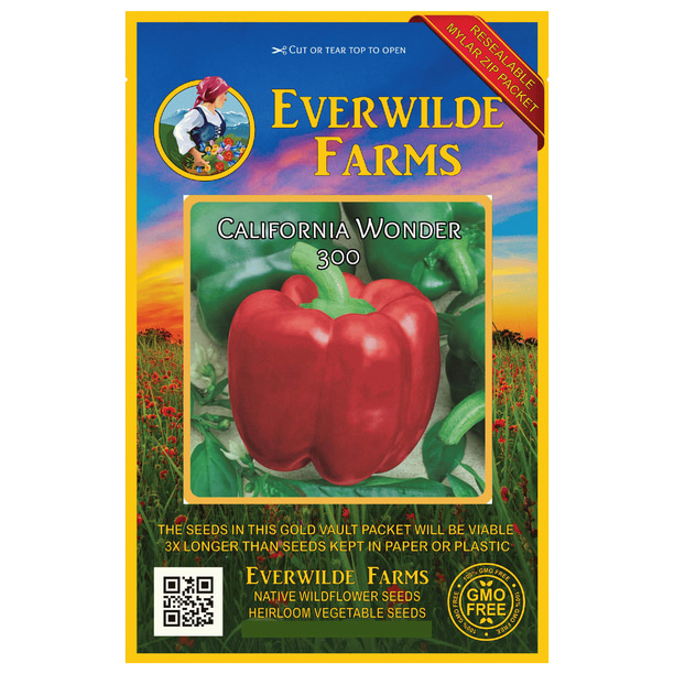 Golden Cal Wonder Bell Pepper Seed Non GMO Seed Pack Packet 80 Seeds Grow Your Own Garden Vegetable Seeds Gift Gardener